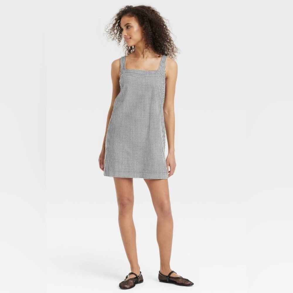 A New Day Gray Sleeveless Square Neck Mini Dress